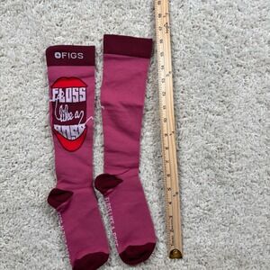 FIGS Floss Like a Boss Knee High Compression Socks Size L Pink Burgundy